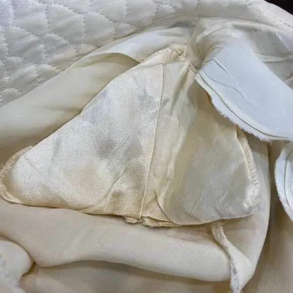 Vintage 30s 40s KAMORA Ivory Liquid Satin Maxi Dressing Gown Robe Women's Size S - Picture 11 of 15